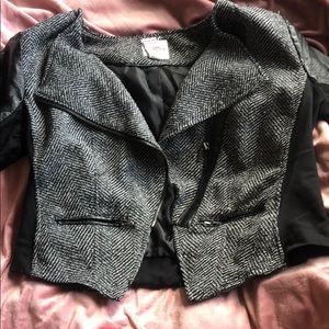 Blazer with leather sleeves